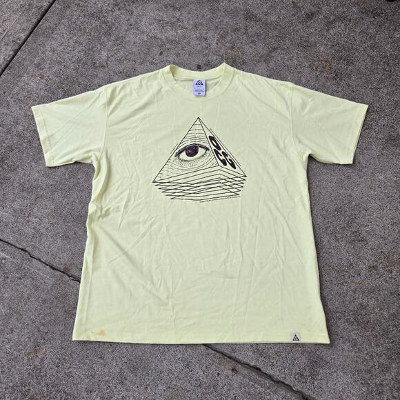Vtg Y2k NIKE ACG Abstract Eye Pyramid Graphic Outdoors Gorp Dri Fit Tee Shirt Lg - Picture 1 of 6